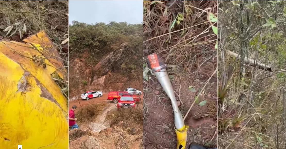 Veja destroços do helicóptero que caiu e matou seis tripulantes em Outro Preto